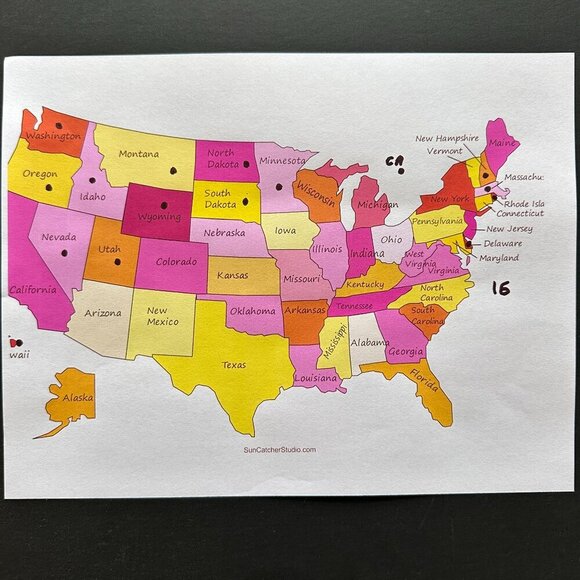 VINTAGE COLLECTIBLE SMALL USA STATES 15 SPOONS PLUS 1 CANADA, LOT OF 16, SEE MAP - Picture 4 of 4